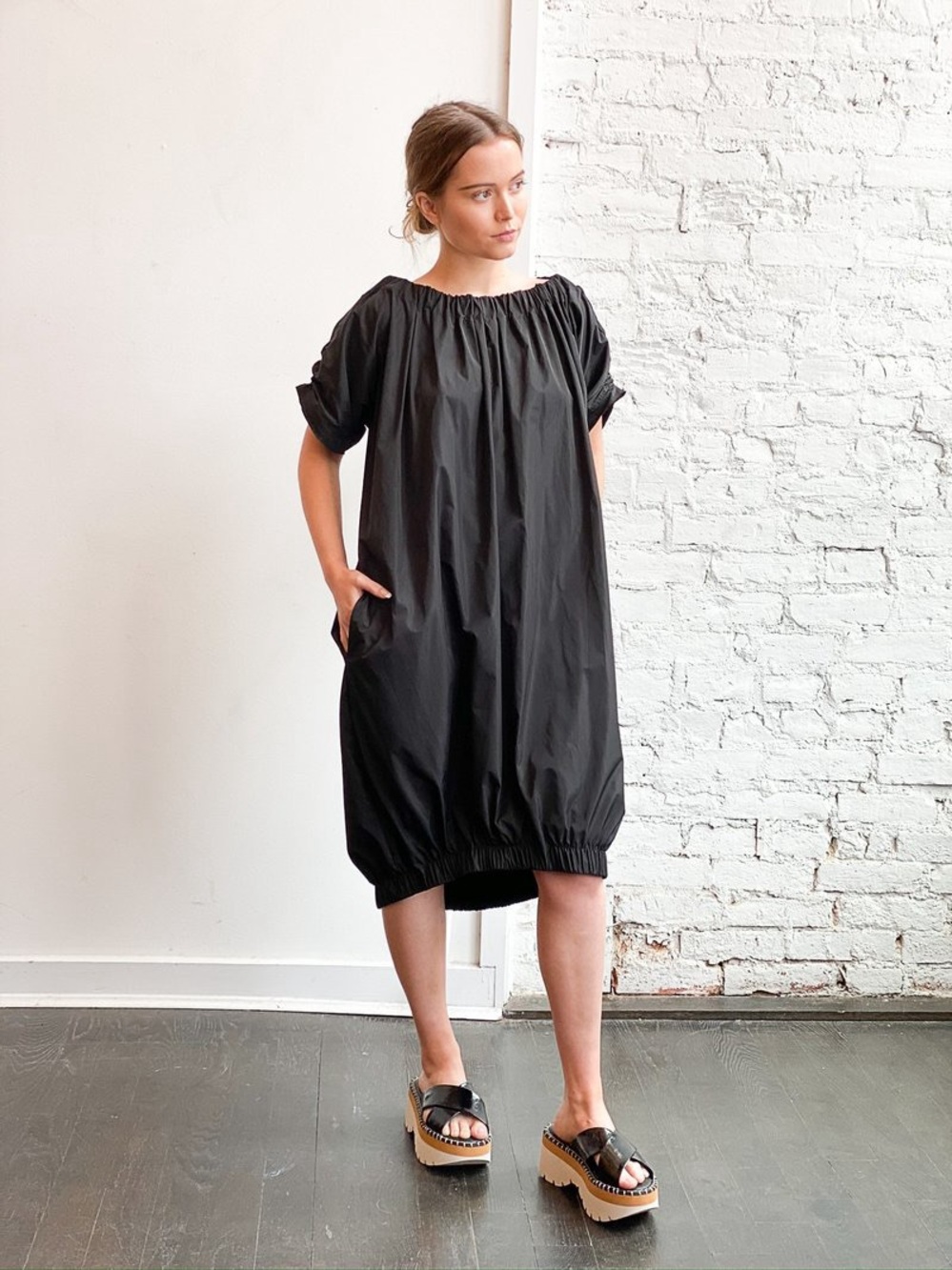 PLANET By Lauren G Bulle Nylon Black Bubble Hem Dress Women's Size 1